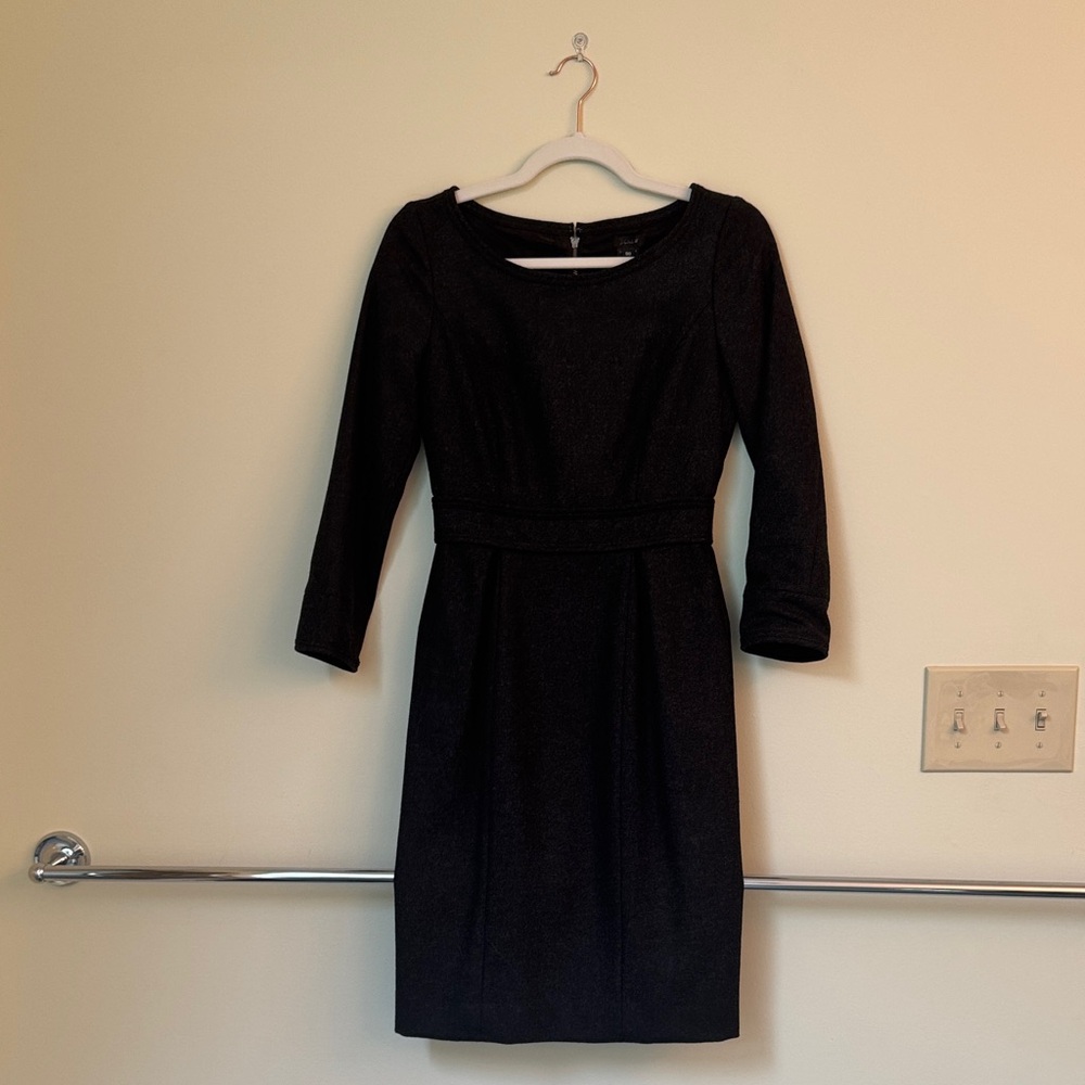 J. Crew Classic Black Long Sleeve Dress wool suit dress with lining